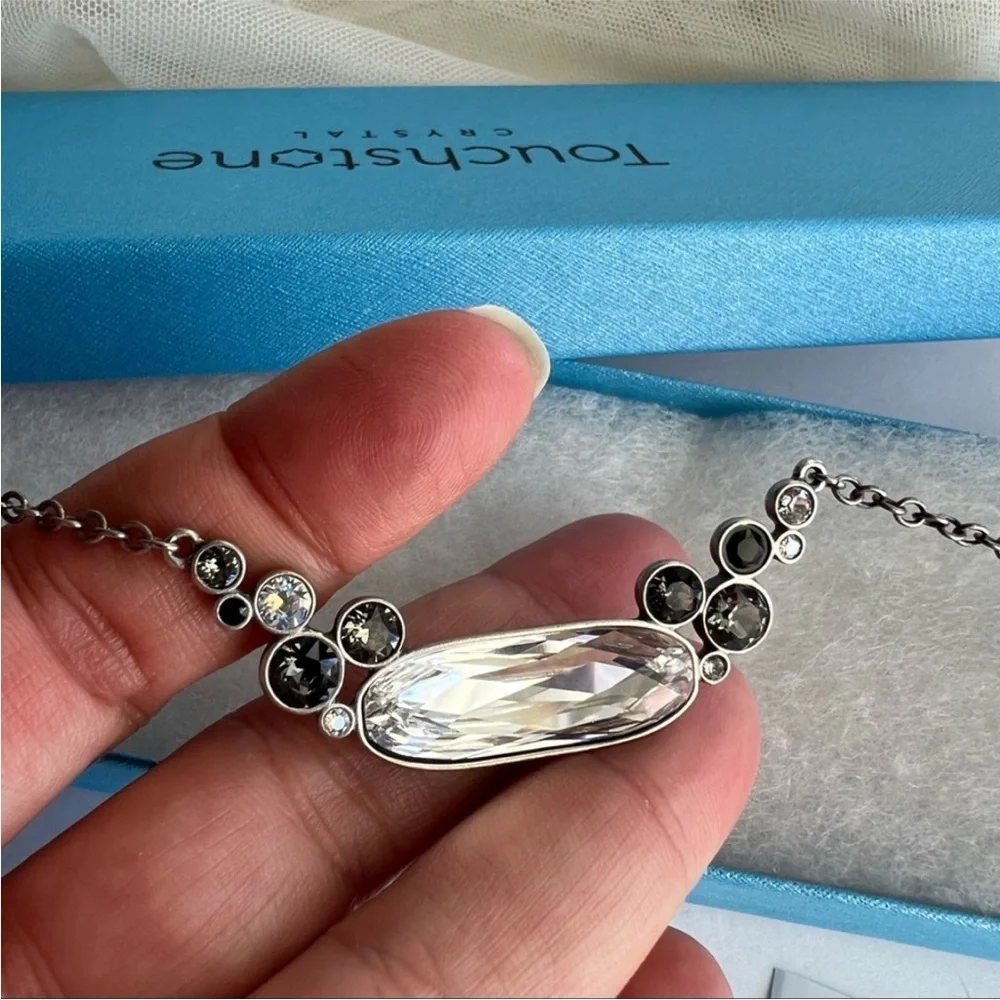 Swarovski Touchstone Crystal Black Cluster Necklace NWT
